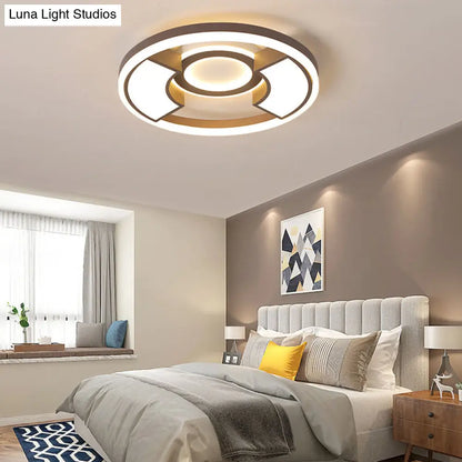 DecorBites™ DecorBites™ Contemporary Round Flush Mount LED Ceiling Light Fixture - 16"/19.5" Diameter - Warm/White Light - for Bedroom