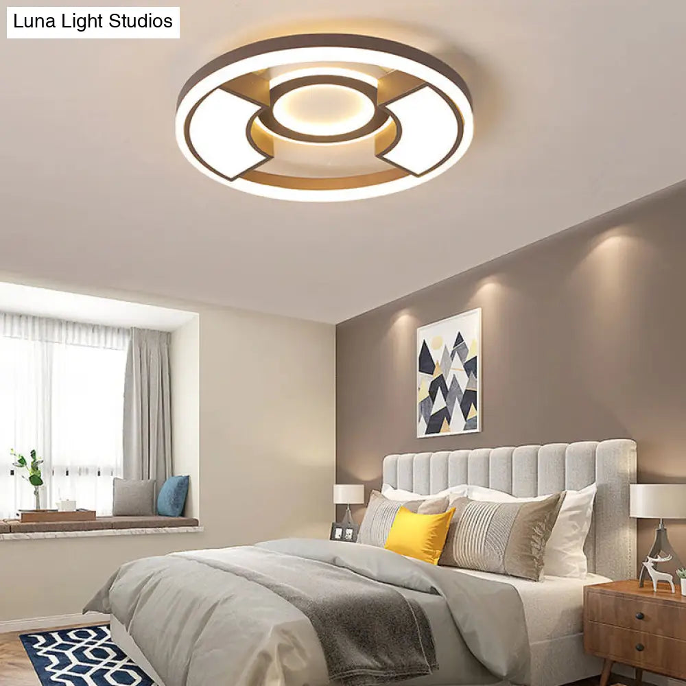 DecorBites™ DecorBites™ Contemporary Round Flush Mount LED Ceiling Light Fixture - 16"/19.5" Diameter - Warm/White Light - for Bedroom
