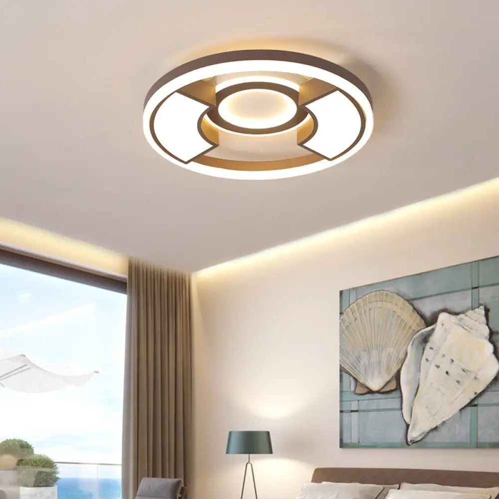 DecorBites™ DecorBites™ Contemporary Round Flush Mount LED Ceiling Light Fixture - 16"/19.5" Diameter - Warm/White Light - for Bedroom