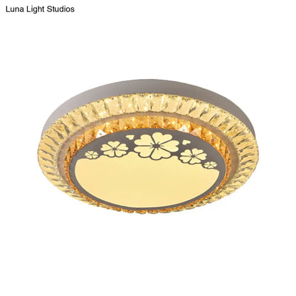 DecorBites™ DecorBites™ Contemporary Round LED Ceiling Flush Mount with Clear Cut Crystal & Elegant Floral/Cubical Pattern