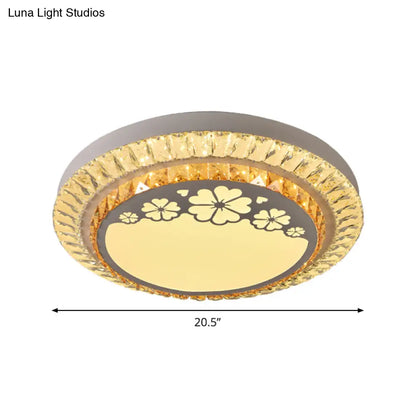 DecorBites™ DecorBites™ Contemporary Round LED Ceiling Flush Mount with Clear Cut Crystal & Elegant Floral/Cubical Pattern