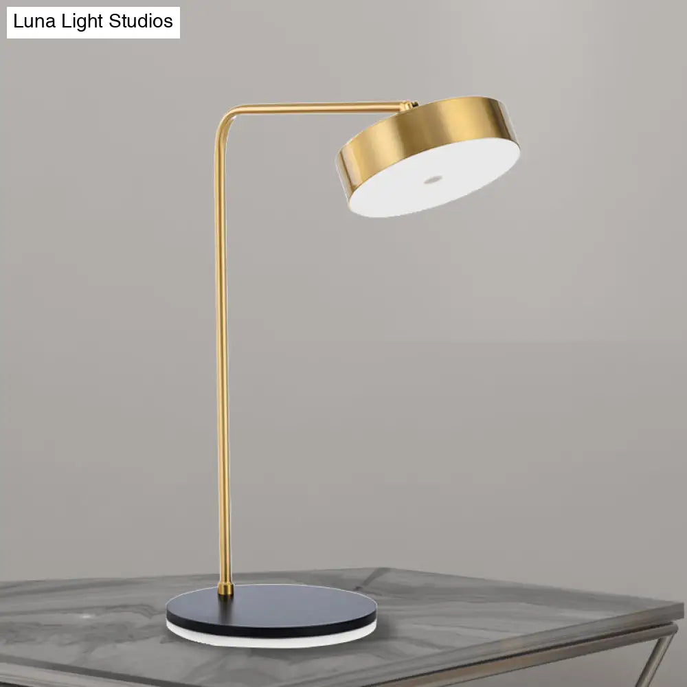 Contemporary Round Shade Desk Lamp - Metallic 1-Light Black/Gold Lighting for Bedroom