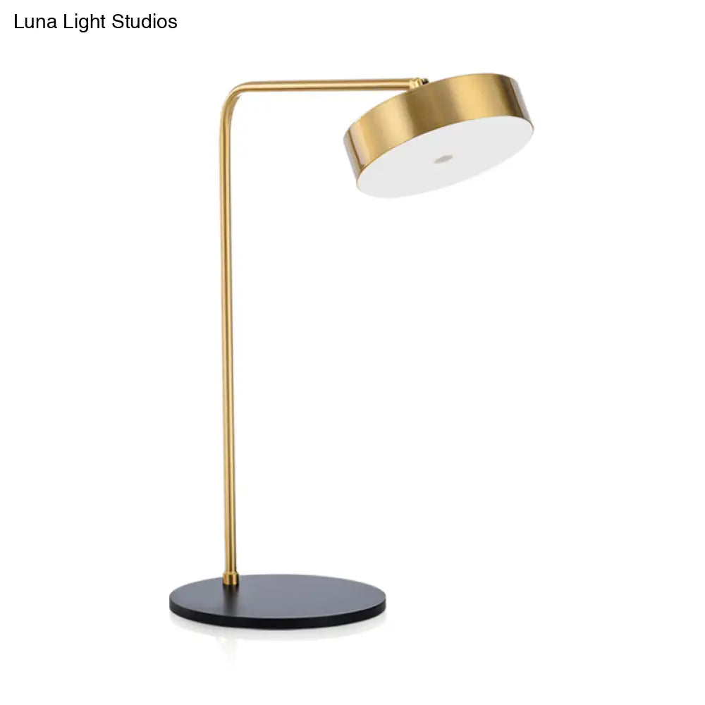 Contemporary Round Shade Desk Lamp - Metallic 1-Light Black/Gold Lighting for Bedroom