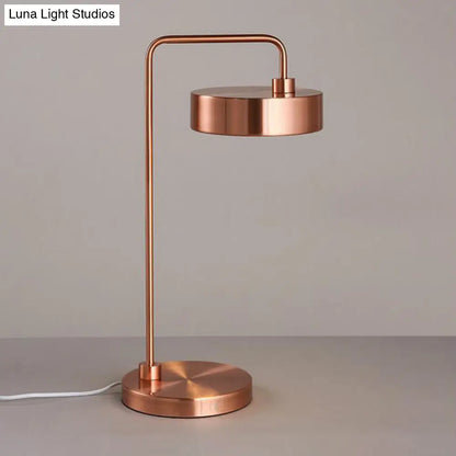 Contemporary Round Shade Desk Lamp - Metallic 1-Light Black/Gold Lighting for Bedroom