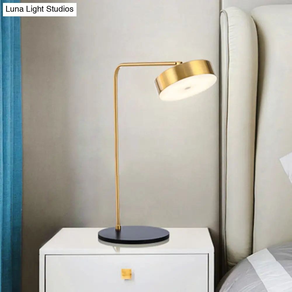 Contemporary Round Shade Desk Lamp - Metallic 1-Light Black/Gold Lighting for Bedroom
