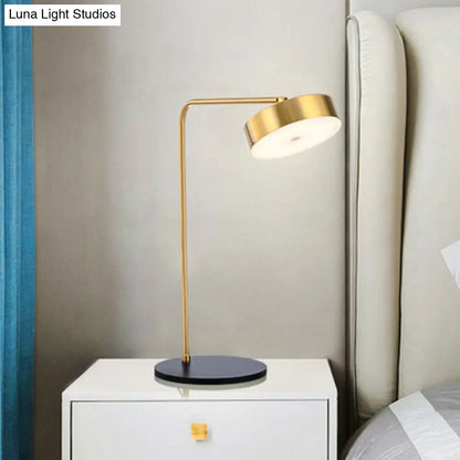 Contemporary Round Shade Desk Lamp - Metallic 1-Light Black/Gold Lighting for Bedroom