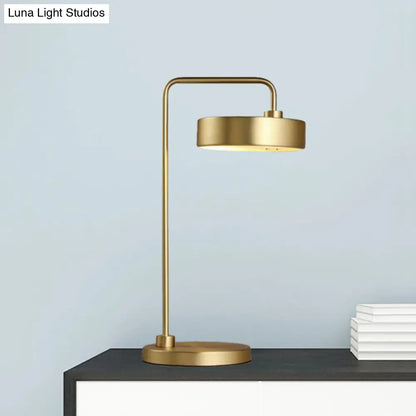 Contemporary Round Shade Desk Lamp - Metallic 1-Light Black/Gold Lighting for Bedroom