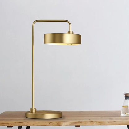 Contemporary Round Shade Desk Lamp - Metallic 1-Light Black/Gold Lighting for Bedroom
