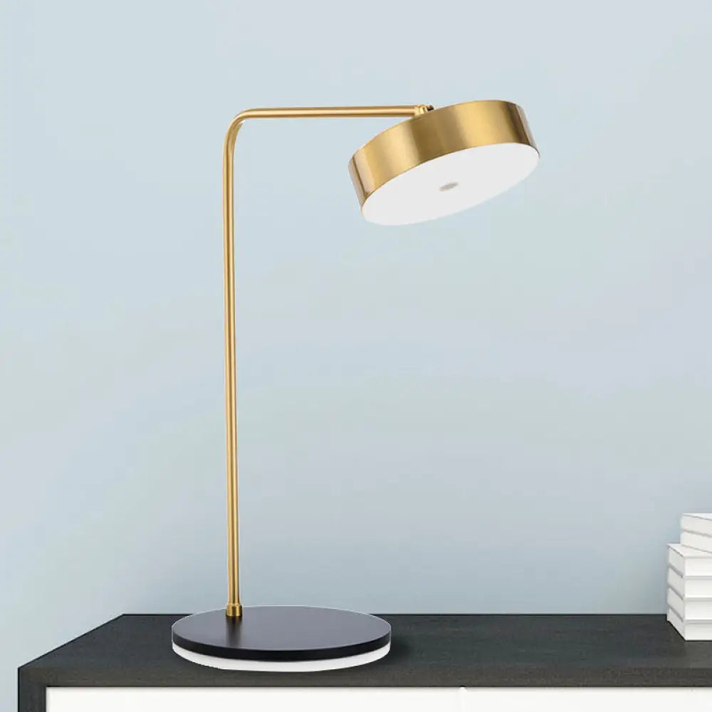 Contemporary Round Shade Desk Lamp - Metallic 1-Light Black/Gold Lighting for Bedroom