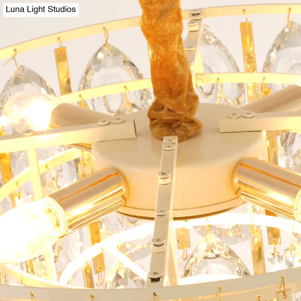 Kit de lámpara colgante contemporánea redonda en forma de lágrima con cristales: candelabro dorado de 3/4 luces, 40,6 cm/49,5 cm de ancho