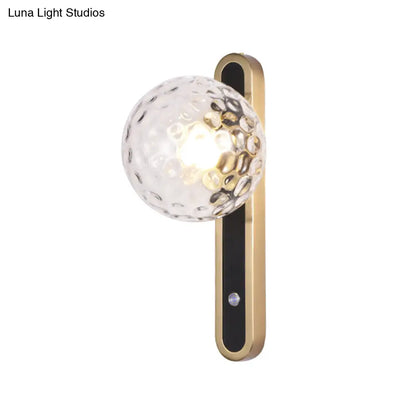 Aplique de pared redondo contemporáneo DecorBites™ - Vidrio transparente con textura, 1 bombilla, para sala de estar