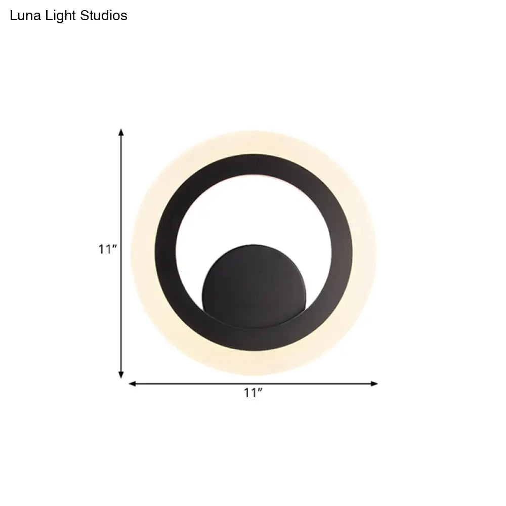 DecorBites™ DecorBites™ Contemporary Round Wall Sconce Light - Black Metal LED Lamp, Warm/White Light