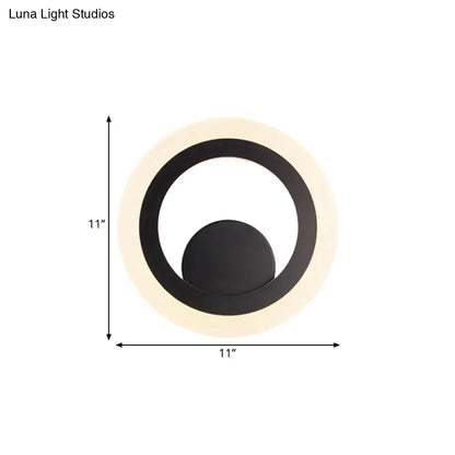 DecorBites™ DecorBites™ Contemporary Round Wall Sconce Light - Black Metal LED Lamp, Warm/White Light