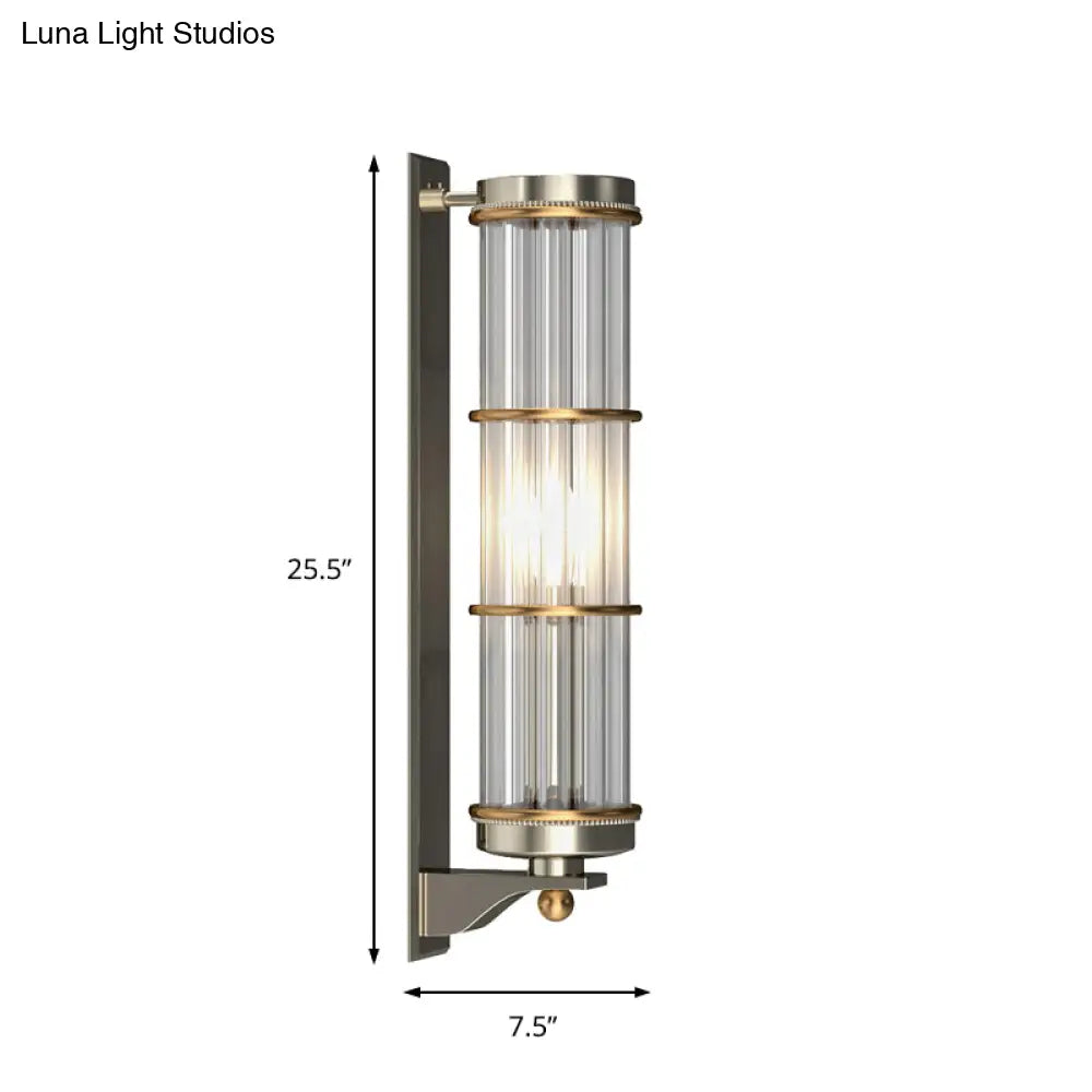 DecorBites™ DecorBites™ Contemporary Satin Nickel Wall Sconce with Crystal Pipe - Stylish Lighting for Living Room
