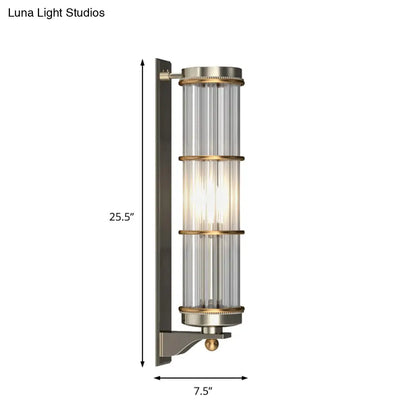 DecorBites™ DecorBites™ Contemporary Satin Nickel Wall Sconce with Crystal Pipe - Stylish Lighting for Living Room