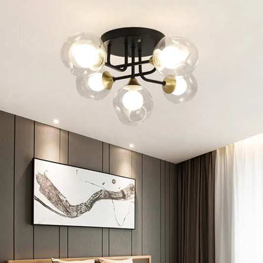 DecorBites™ DecorBites™ Contemporary Semi Flush Bubble Glass Ceiling Light for Living Room
