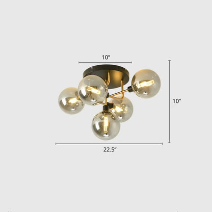 DecorBites™ DecorBites™ Contemporary Semi Flush Bubble Glass Ceiling Light for Living Room