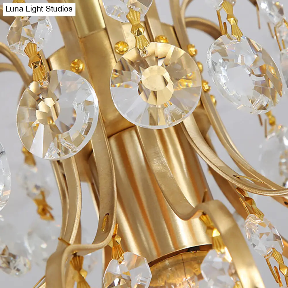 DecorBites™ Contemporary Semi Flush Ceiling Light - Brass Finish Geometric Design with Metal and Crystal Accents