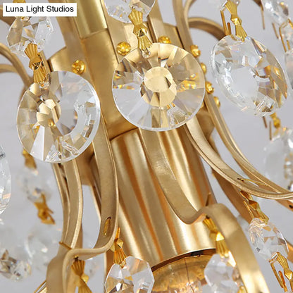DecorBites™ Contemporary Semi Flush Ceiling Light - Brass Finish Geometric Design with Metal and Crystal Accents