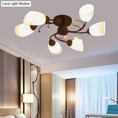 Lámpara de techo semiempotrada contemporánea DecorBites™ con pantallas de cristal biselado - Lámpara de techo tipo molino de viento negra, 4/6/8 luces