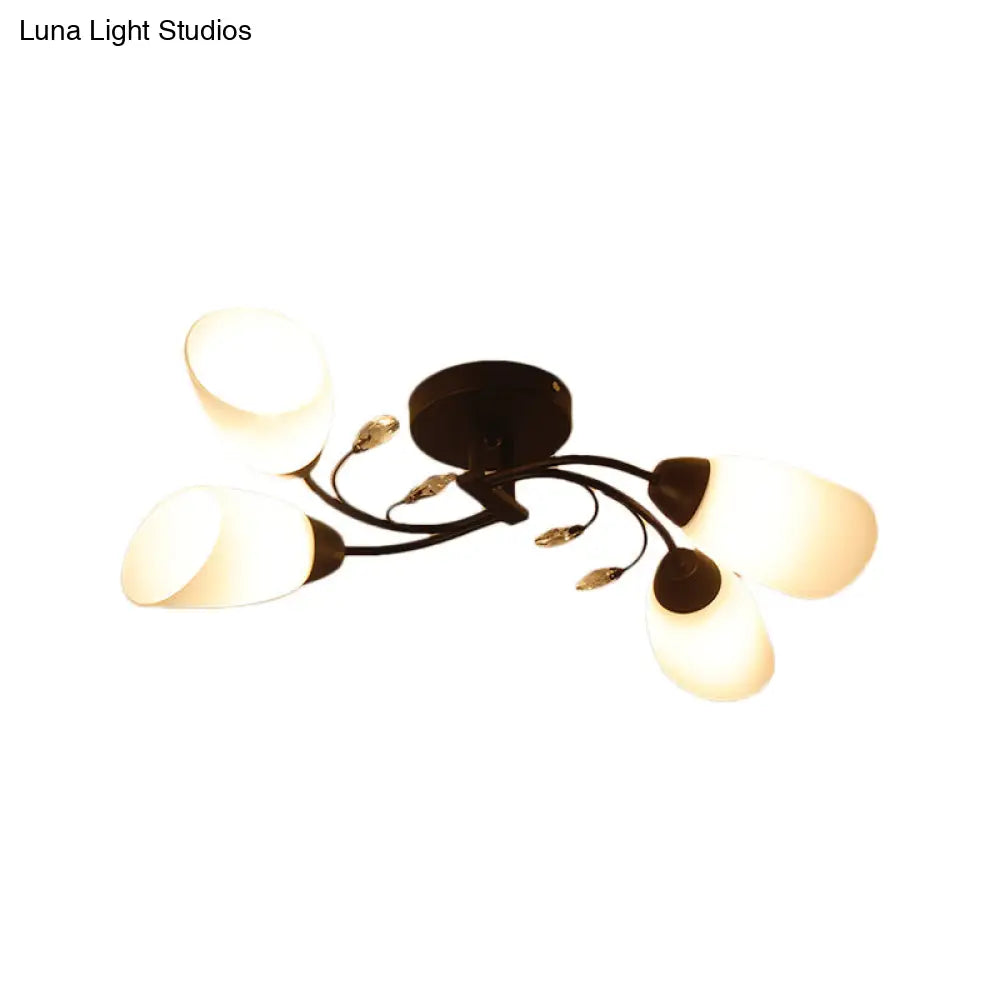 Lámpara de techo semiempotrada contemporánea DecorBites™ con pantallas de cristal biselado - Lámpara de techo tipo molino de viento negra, 4/6/8 luces