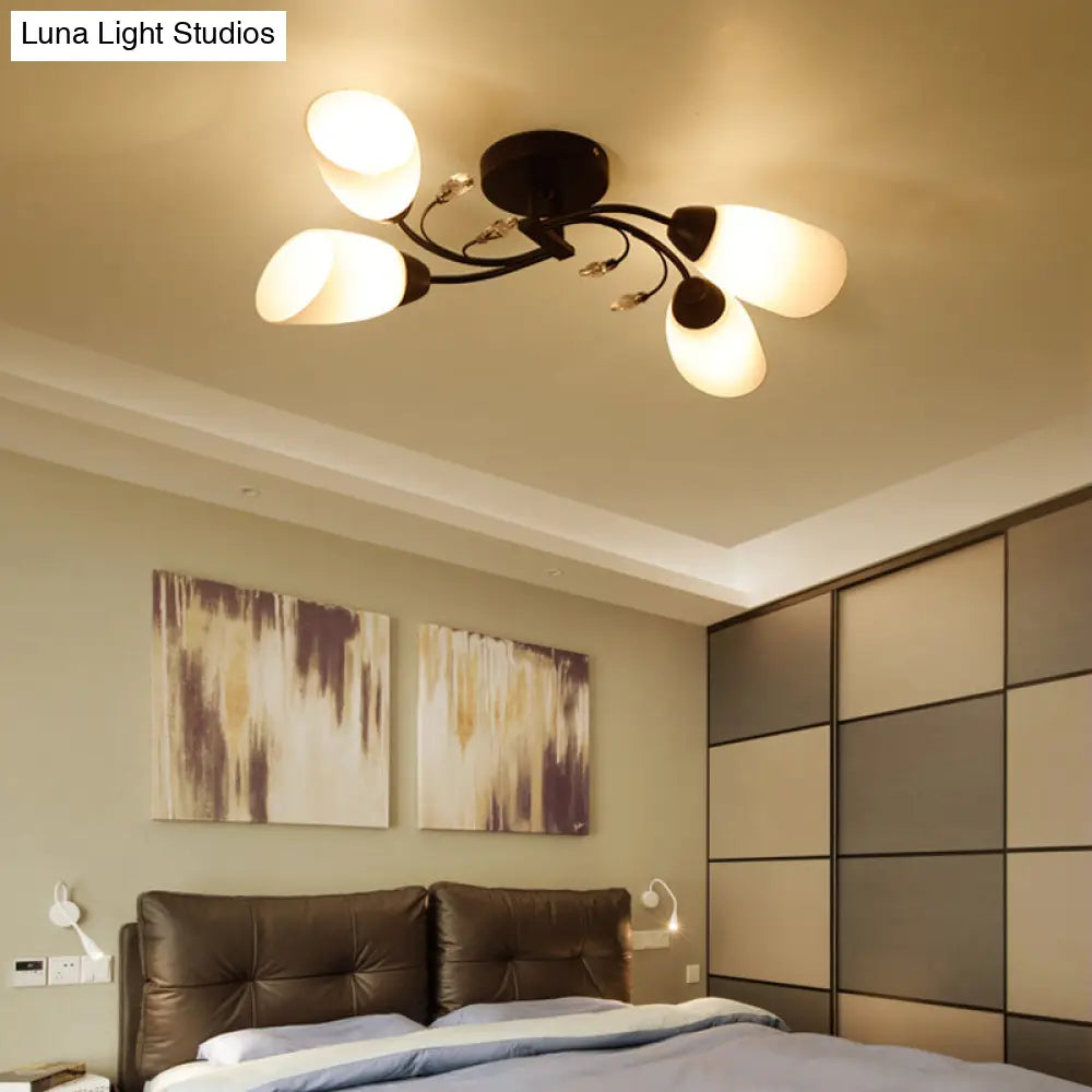 Lámpara de techo semiempotrada contemporánea DecorBites™ con pantallas de cristal biselado - Lámpara de techo tipo molino de viento negra, 4/6/8 luces