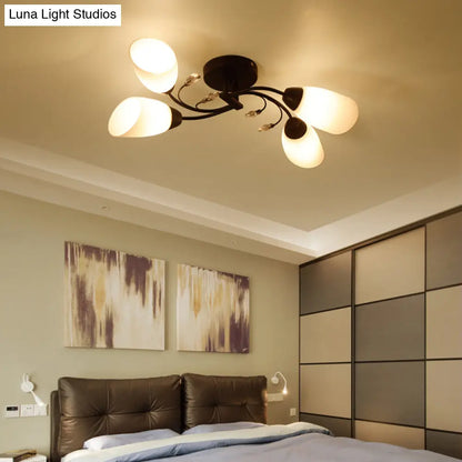 Lámpara de techo semiempotrada contemporánea DecorBites™ con pantallas de cristal biselado - Lámpara de techo tipo molino de viento negra, 4/6/8 luces