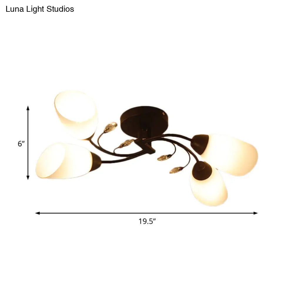 Lámpara de techo semiempotrada contemporánea DecorBites™ con pantallas de cristal biselado - Lámpara de techo tipo molino de viento negra, 4/6/8 luces