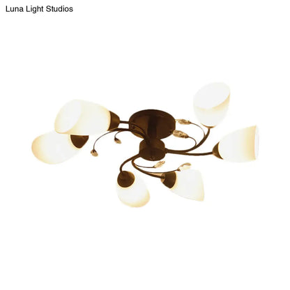 Lámpara de techo semiempotrada contemporánea DecorBites™ con pantallas de cristal biselado - Lámpara de techo tipo molino de viento negra, 4/6/8 luces