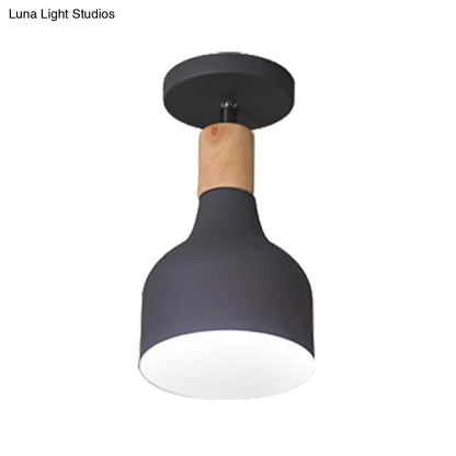 DecorBites™ DecorBites™ Contemporary Semi-Flushmount Ceiling Lamp - Green/White/Gray Nordic Metal, 1 Bulb, Indoor, with Shade