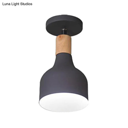 DecorBites™ DecorBites™ Contemporary Semi-Flushmount Ceiling Lamp - Green/White/Gray Nordic Metal, 1 Bulb, Indoor, with Shade