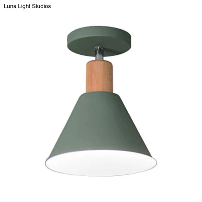 DecorBites™ DecorBites™ Contemporary Semi-Flushmount Ceiling Lamp - Green/White/Gray Nordic Metal, 1 Bulb, Indoor, with Shade