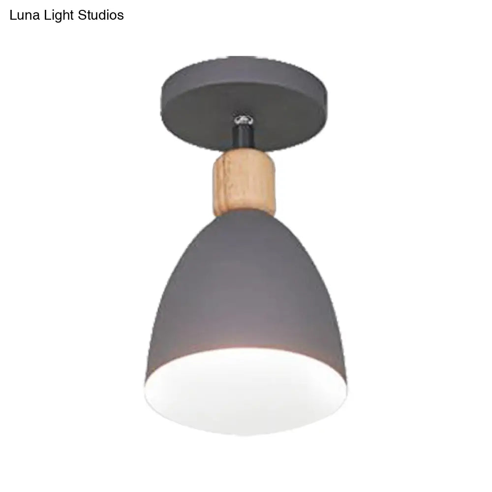 DecorBites™ DecorBites™ Contemporary Semi-Flushmount Ceiling Lamp - Green/White/Gray Nordic Metal, 1 Bulb, Indoor, with Shade