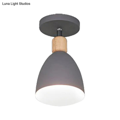 DecorBites™ DecorBites™ Contemporary Semi-Flushmount Ceiling Lamp - Green/White/Gray Nordic Metal, 1 Bulb, Indoor, with Shade