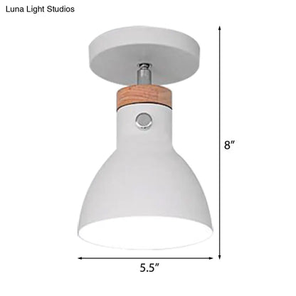 DecorBites™ DecorBites™ Contemporary Semi-Flushmount Ceiling Lamp - Green/White/Gray Nordic Metal, 1 Bulb, Indoor, with Shade