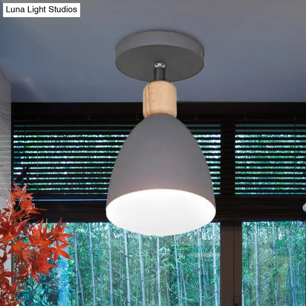 DecorBites™ DecorBites™ Contemporary Semi-Flushmount Ceiling Lamp - Green/White/Gray Nordic Metal, 1 Bulb, Indoor, with Shade