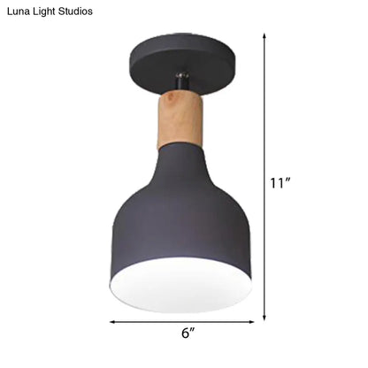 DecorBites™ DecorBites™ Contemporary Semi-Flushmount Ceiling Lamp - Green/White/Gray Nordic Metal, 1 Bulb, Indoor, with Shade