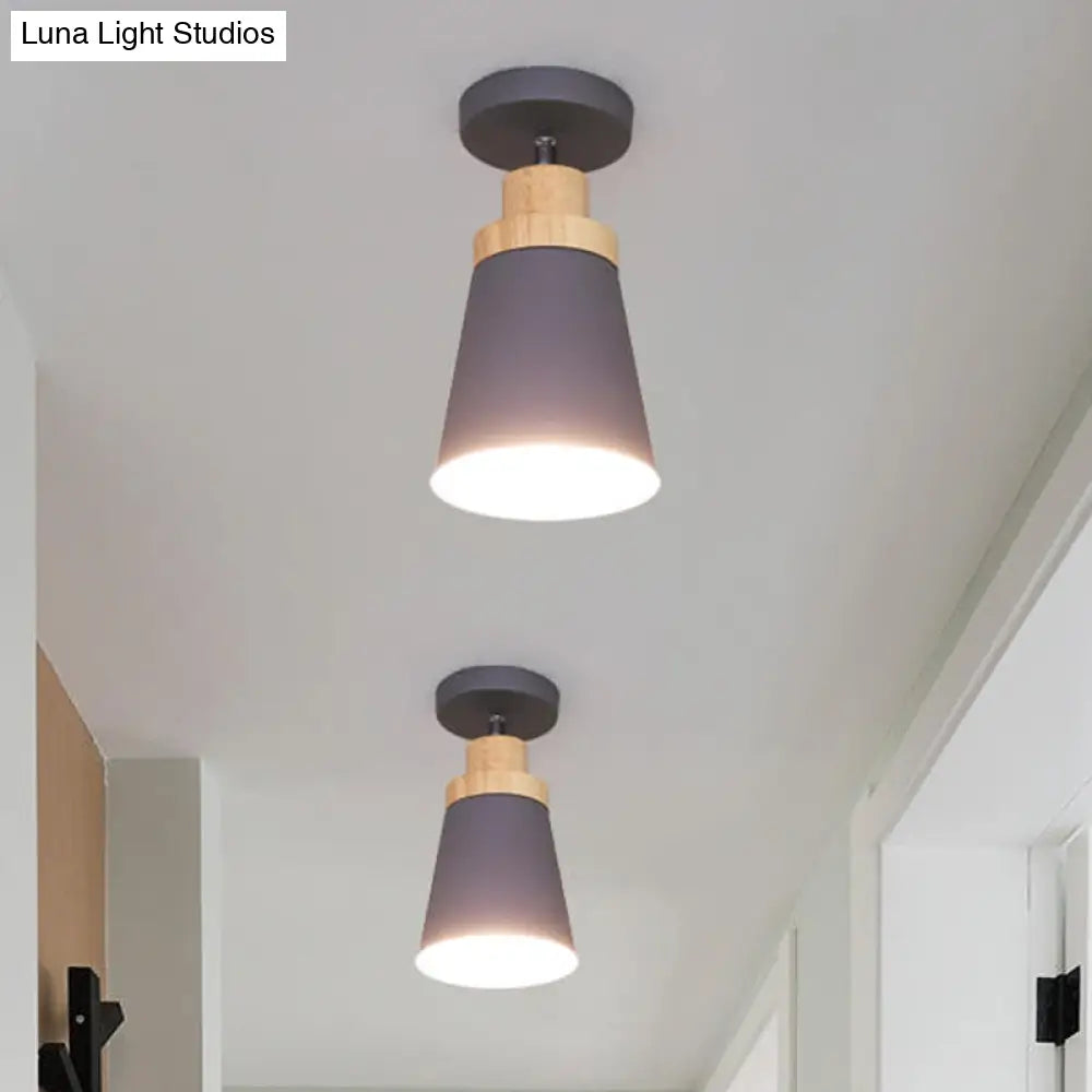 DecorBites™ DecorBites™ Contemporary Semi-Flushmount Ceiling Lamp - Green/White/Gray Nordic Metal, 1 Bulb, Indoor, with Shade