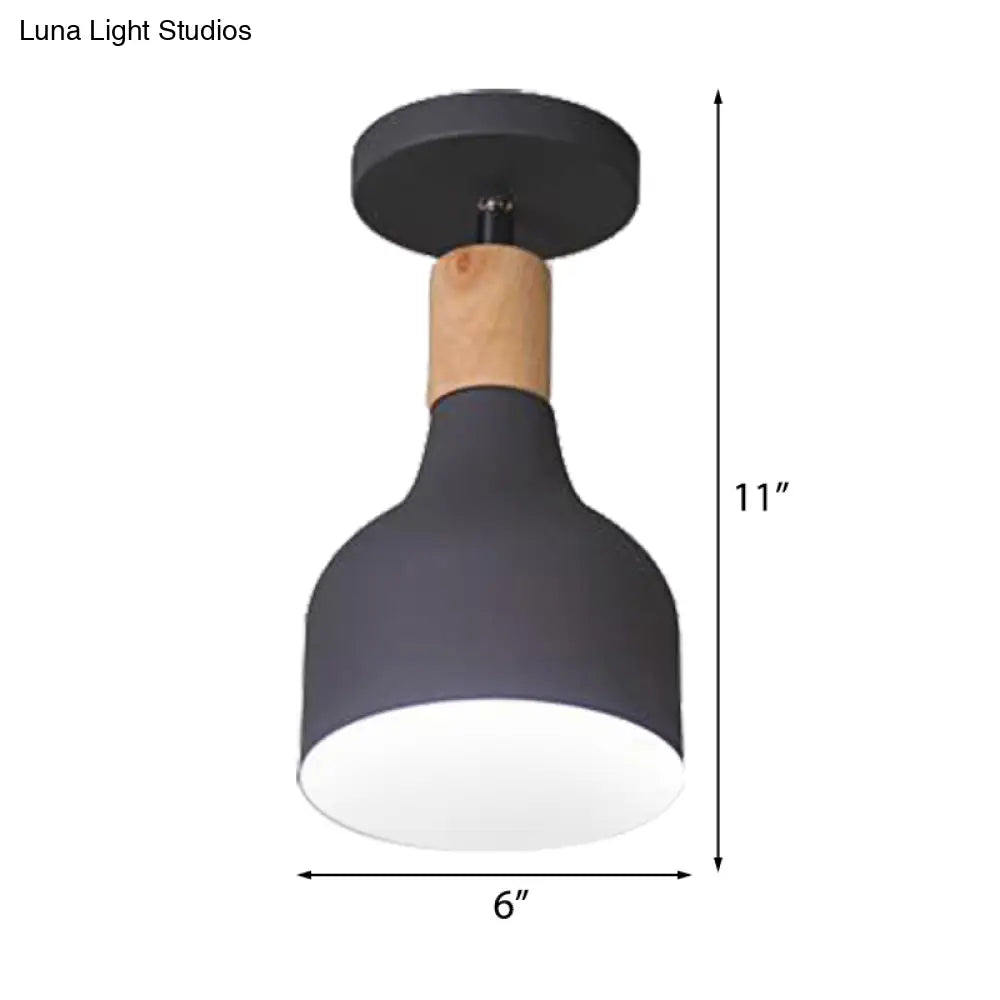 DecorBites™ DecorBites™ Contemporary Semi-Flushmount Ceiling Lamp - Green/White/Gray Nordic Metal, 1 Bulb, Indoor, with Shade