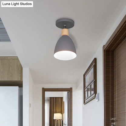 DecorBites™ DecorBites™ Contemporary Semi-Flushmount Ceiling Lamp - Green/White/Gray Nordic Metal, 1 Bulb, Indoor, with Shade