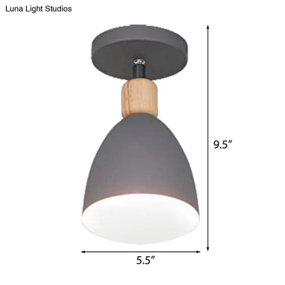 DecorBites™ DecorBites™ Contemporary Semi-Flushmount Ceiling Lamp - Green/White/Gray Nordic Metal, 1 Bulb, Indoor, with Shade