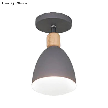 DecorBites™ DecorBites™ Contemporary Semi-Flushmount Ceiling Lamp - Green/White/Gray Nordic Metal, 1 Bulb, Indoor, with Shade