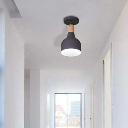 DecorBites™ DecorBites™ Contemporary Semi-Flushmount Ceiling Lamp - Green/White/Gray Nordic Metal, 1 Bulb, Indoor, with Shade