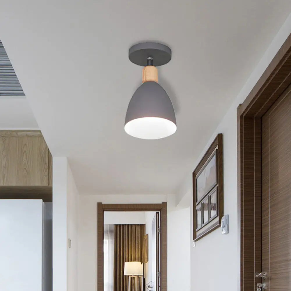 DecorBites™ DecorBites™ Contemporary Semi-Flushmount Ceiling Lamp - Green/White/Gray Nordic Metal, 1 Bulb, Indoor, with Shade