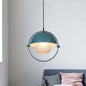 Contemporary Semicircle Pendant Light Kit with 1 Bulb, Blue/Gold Metal Finish and Clear Latticed Glass Shade