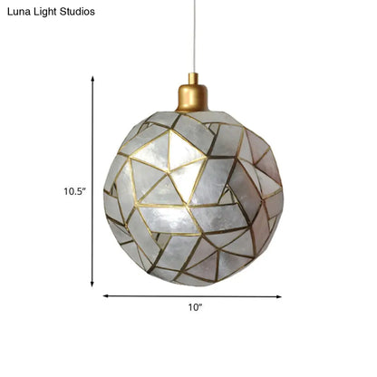 Contemporary Shell Globe Suspension Light - Silver 1-Bulb Pendant Lamp for Dining Room