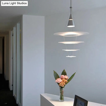 Contemporary Silver Circular Hanging Light: Acrylic Ceiling Suspension Lamp