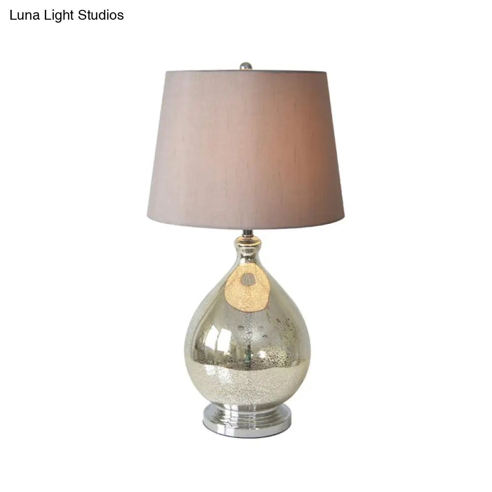 Contemporary Single-Bulb Fabric Empire Shade Table Light for Living Room