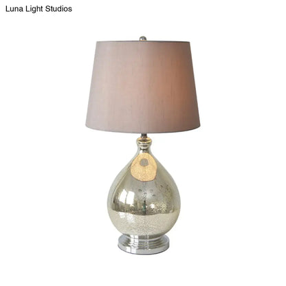 Contemporary Single-Bulb Fabric Empire Shade Table Light for Living Room