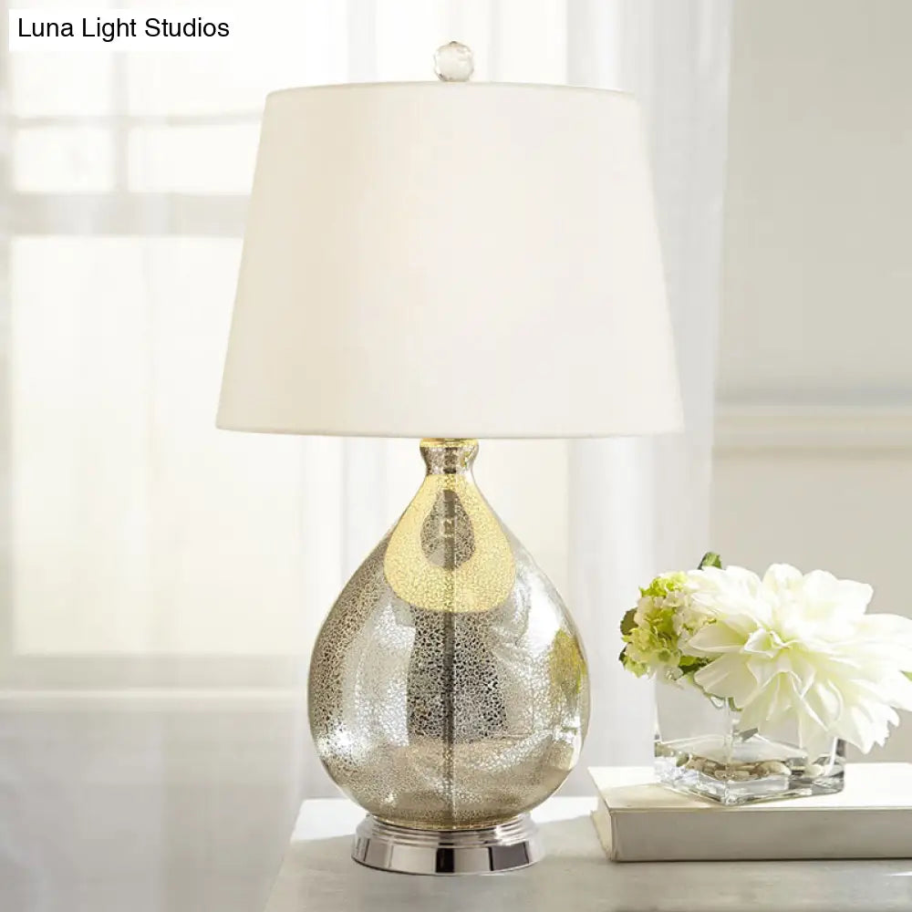 Contemporary Single-Bulb Fabric Empire Shade Table Light for Living Room